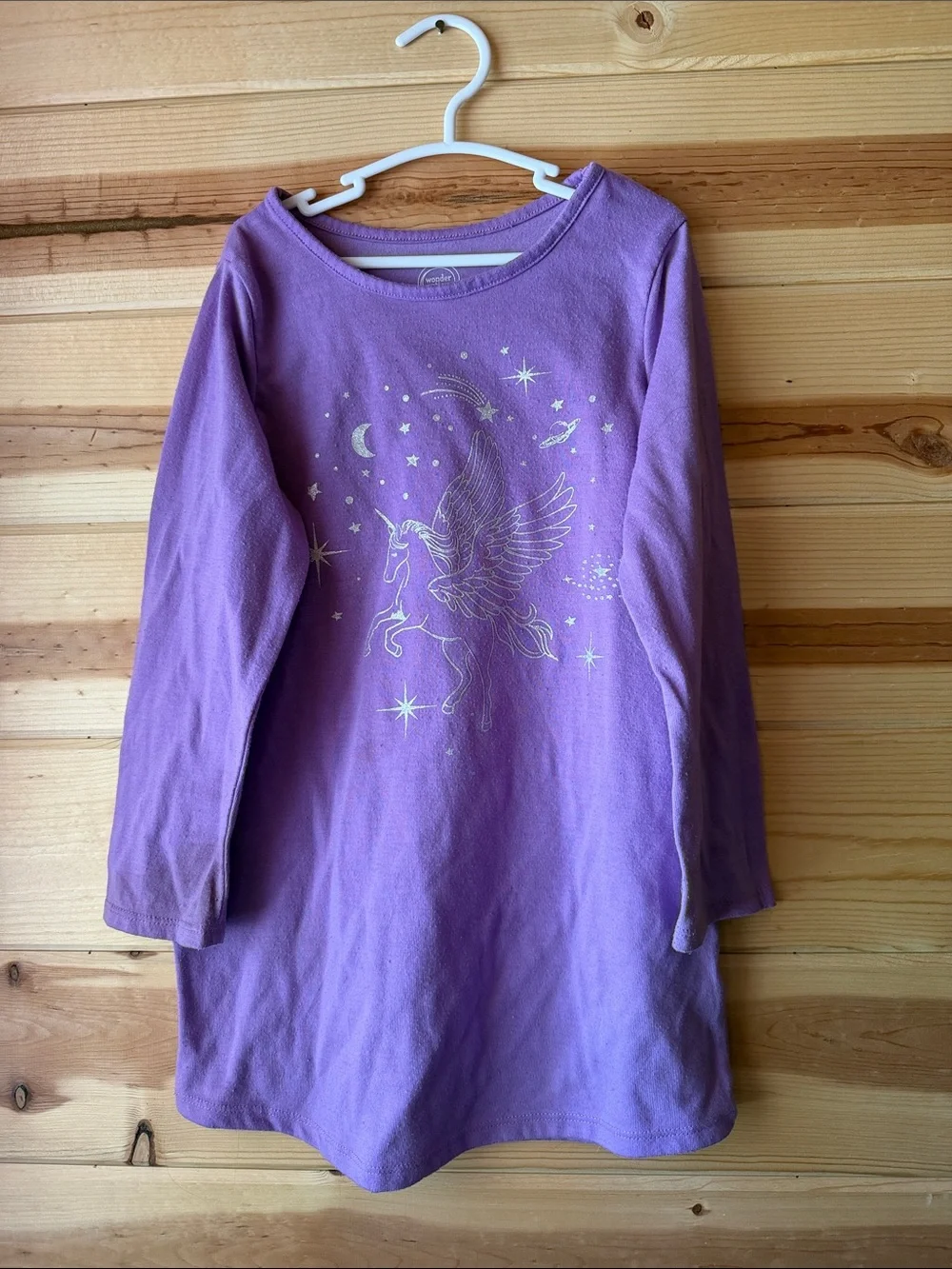 Girls' Purple Pegasus Graphic Long-Sleeve Dress Pajama